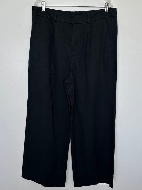 Madewell Women's The Slouchy Straight Pant Black Size 14 Drapey Twill Pleated - Picture 4 of 11